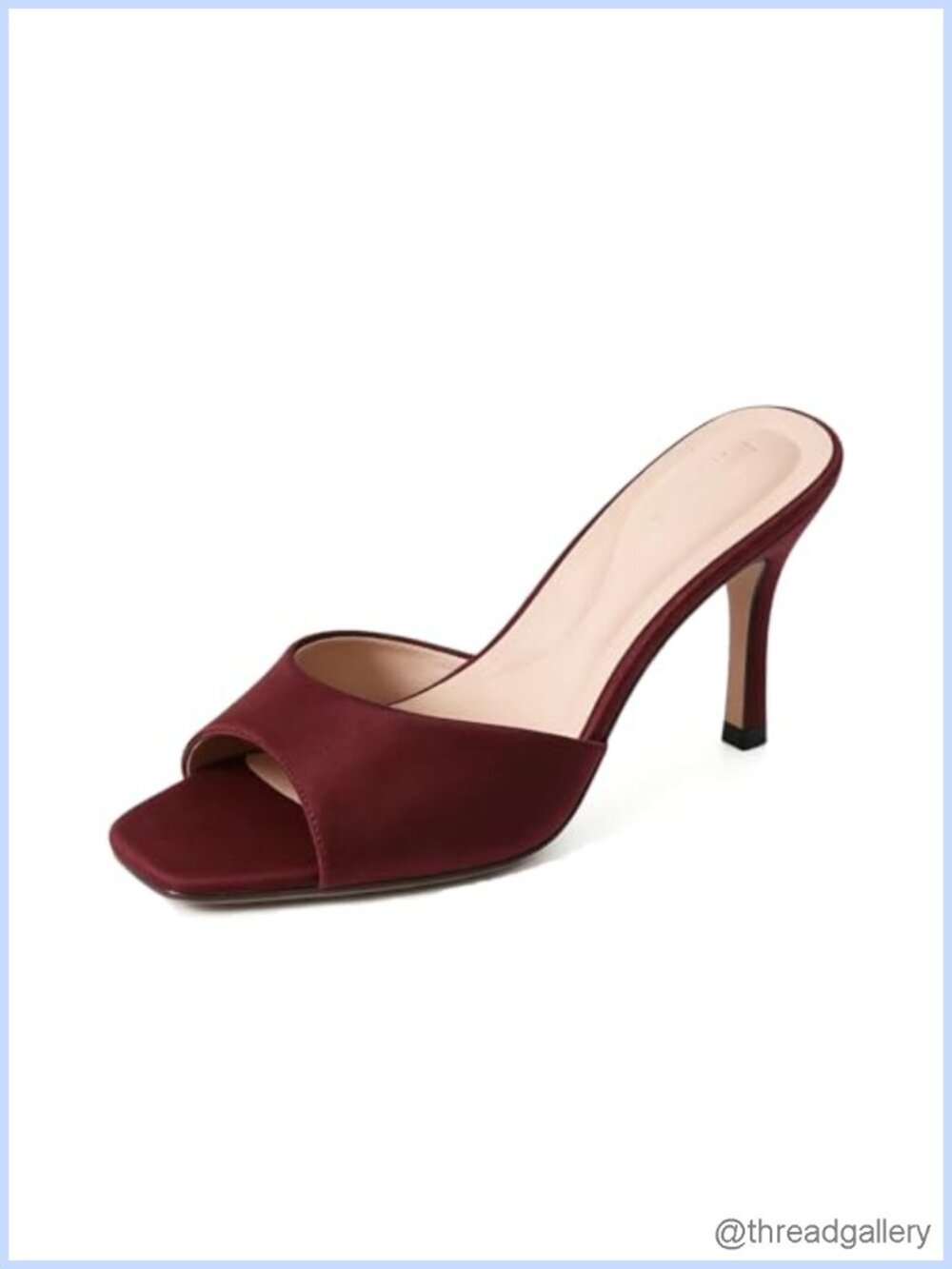 Faux Leather Square Toe Mule Heels Slip On Kitten Heels